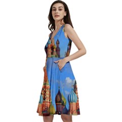 Architecture Building Cathedral Church Sleeveless V-neck Skater Dress With Pockets by Modalart