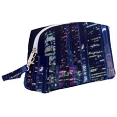 Black Building Lighted Under Clear Sky Wristlet Pouch Bag (large) by Modalart