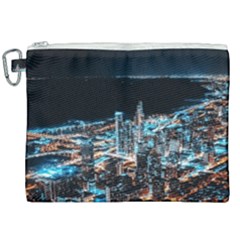 Aerial Photography Of Lighted High Rise Buildings Canvas Cosmetic Bag (xxl) by Modalart