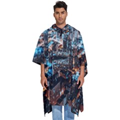 Aerial Photography Of Lighted High Rise Buildings Men s Hooded Rain Ponchos by Modalart