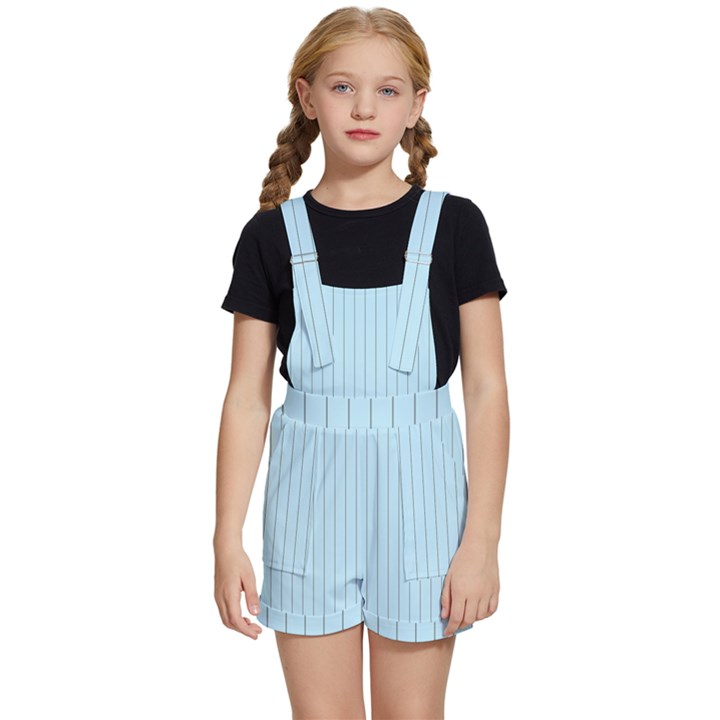 Stripes Striped Turquoise Kids  Short Overalls