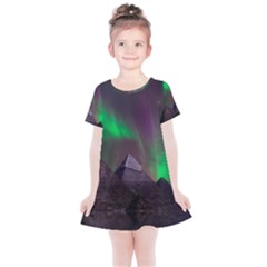 Fantasy Pyramid Mystic Space Aurora Kids  Simple Cotton Dress by Grandong