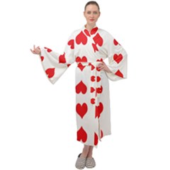Heart Red Love Valentines Day Maxi Velvet Kimono