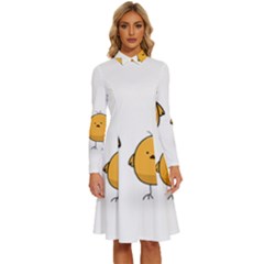 Chick Easter Cute Fun Spring Long Sleeve Shirt Collar A-line Dress by Ndabl3x