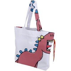Dinosaur Dragon Drawing Cute Drawstring Tote Bag by Ndabl3x