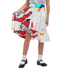 Nicholas Santa Claus Balloons Stars Kids  Ruffle Flared Wrap Midi Skirt by Ndabl3x