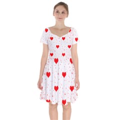 Hearts Romantic Love Valentines Short Sleeve Bardot Dress by Ndabl3x