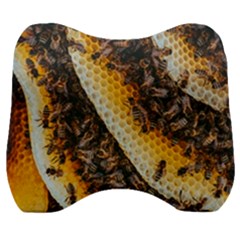 Yellow And Black Bees On Brown And Black Velour Head Support Cushion by Ndabl3x