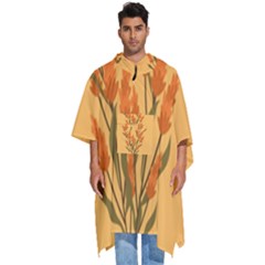 Yellow Flowers Flowers Watercolor Men s Hooded Rain Ponchos by Grandong