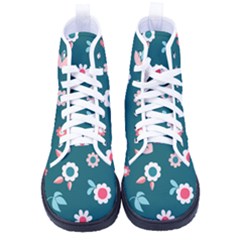Cute Flowers Seamless Model Spring Men s High-top Canvas Sneakers
