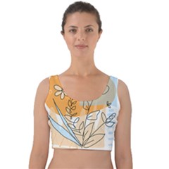 Doodle Flower Floral Abstract Velvet Crop Top by Grandong