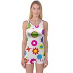 Floral Colorful Background One Piece Boyleg Swimsuit