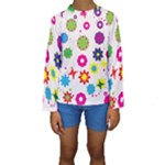 Floral Colorful Background Kids  Long Sleeve Swimwear
