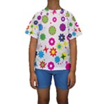 Floral Colorful Background Kids  Short Sleeve Swimwear