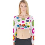 Floral Colorful Background Long Sleeve Crop Top