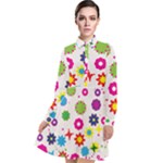 Floral Colorful Background Long Sleeve Chiffon Shirt Dress