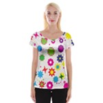 Floral Colorful Background Cap Sleeve Top