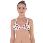 Floral Colorful Background Halter Neck Bikini Top