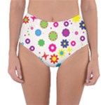 Floral Colorful Background Reversible High-Waist Bikini Bottoms