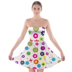 Floral Colorful Background Strapless Bra Top Dress
