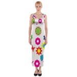 Floral Colorful Background Fitted Maxi Dress