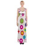 Floral Colorful Background Thigh Split Maxi Dress