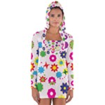 Floral Colorful Background Long Sleeve Hooded T-shirt