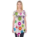 Floral Colorful Background Short Sleeve Tunic 