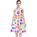 Floral Colorful Background V-Neck Midi Sleeveless Dress  View1