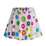 Floral Colorful Background Mini Flare Skirt
