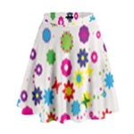 Floral Colorful Background High Waist Skirt