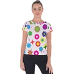 Floral Colorful Background Short Sleeve Sports Top 