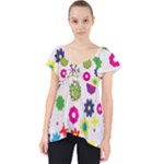 Floral Colorful Background Lace Front Dolly Top
