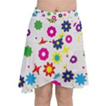 Floral Colorful Background Chiffon Wrap Front Skirt