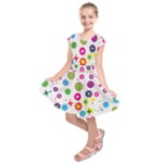 Floral Colorful Background Kids  Short Sleeve Dress