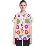 Floral Colorful Background Women s Short Sleeve Shirt