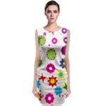 Floral Colorful Background Sleeveless Velvet Midi Dress