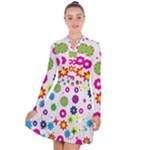 Floral Colorful Background Long Sleeve Panel Dress