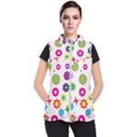 Floral Colorful Background Women s Puffer Vest