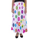Floral Colorful Background Flared Maxi Skirt