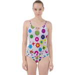 Floral Colorful Background Cut Out Top Tankini Set