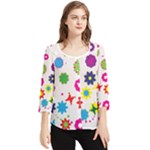 Floral Colorful Background Chiffon Quarter Sleeve Blouse