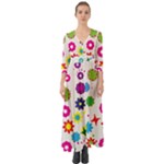 Floral Colorful Background Button Up Boho Maxi Dress