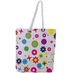 Floral Colorful Background Full Print Rope Handle Tote (Large)
