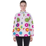 Floral Colorful Background Women s High Neck Windbreaker