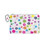 Floral Colorful Background Canvas Cosmetic Bag (Small)