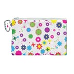 Floral Colorful Background Canvas Cosmetic Bag (Large)