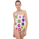 Floral Colorful Background Classic One Shoulder Swimsuit