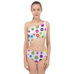 Floral Colorful Background Spliced Up Two Piece Swimsuit