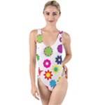 Floral Colorful Background High Leg Strappy Swimsuit